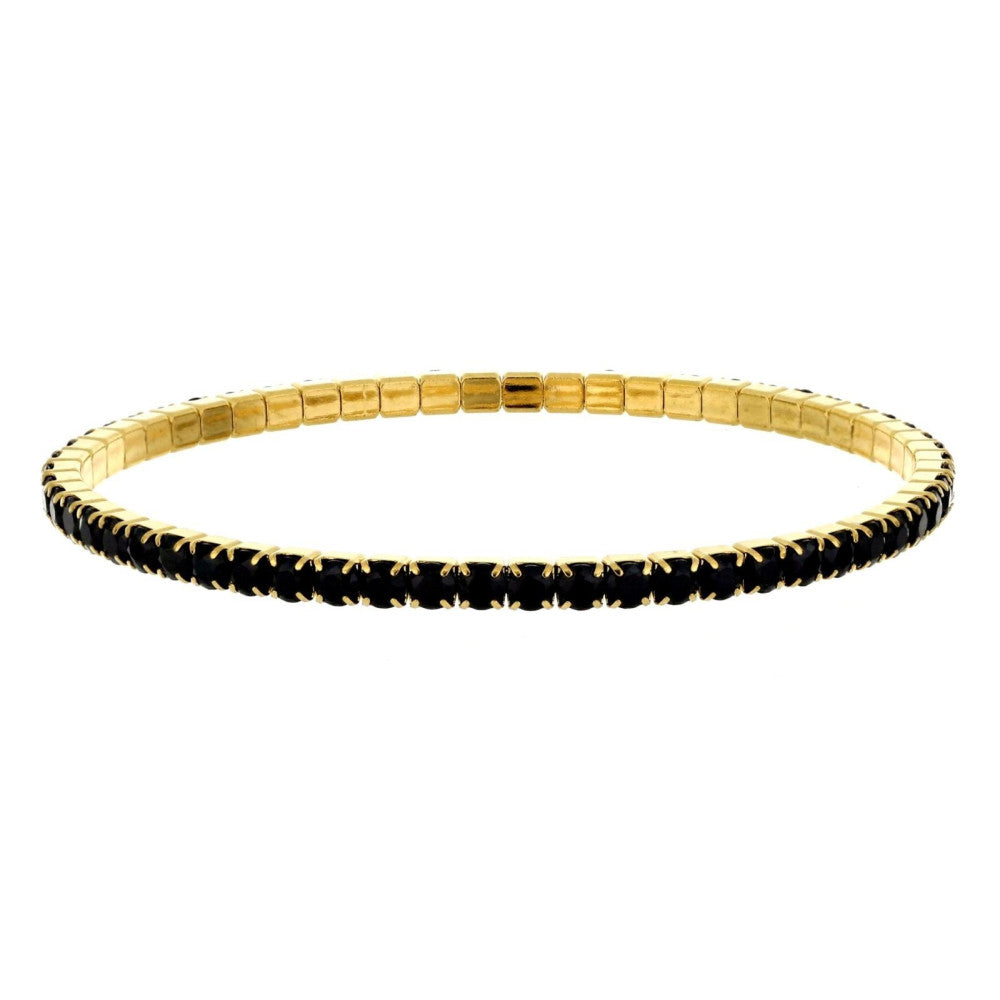 Bracciale elastico tennis donna Urania Preziosi in acciaio dorato e zirconi BRTE02BKGD