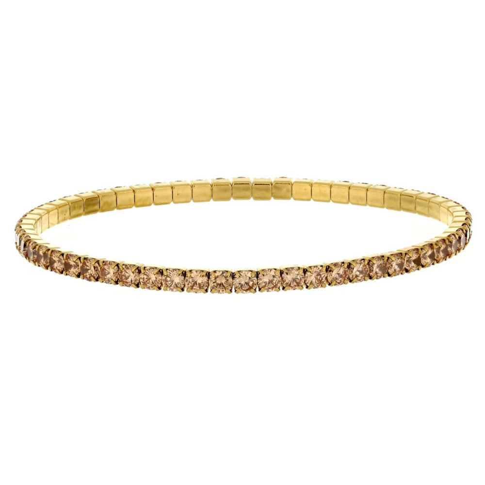 Bracciale elastico tennis donna Urania Preziosi in acciaio dorato e zirconi BRTE02CHGD