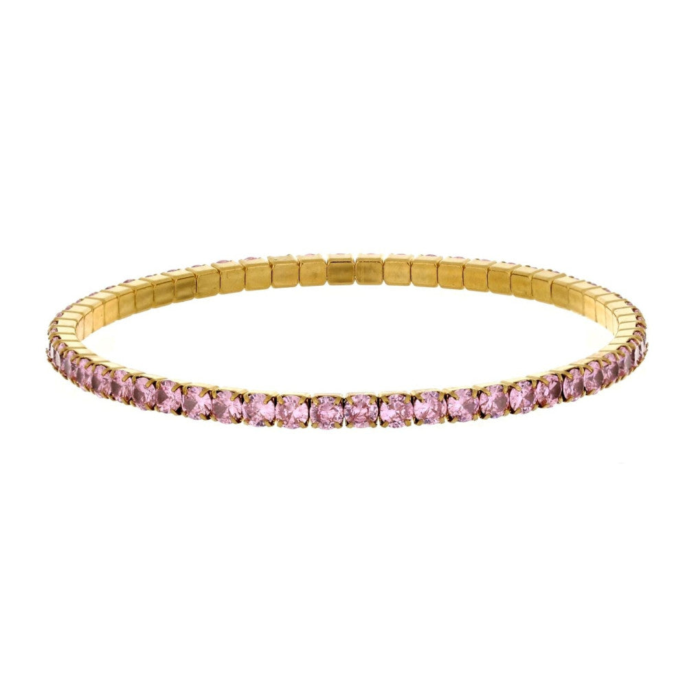 Bracciale elastico tennis donna Urania Preziosi in acciaio dorato e zirconi BRTE02PKGD