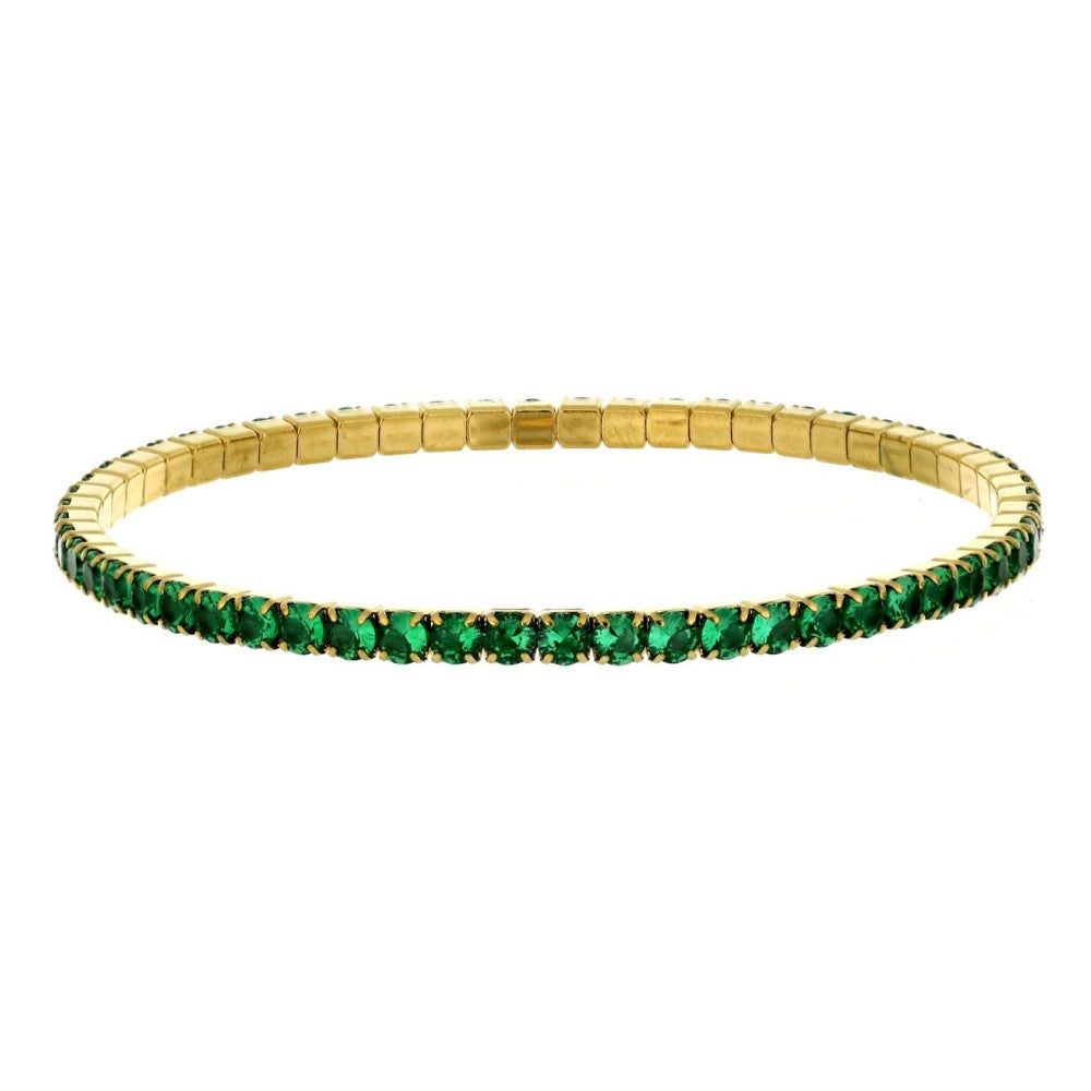 Bracciale elastico tennis donna Urania Preziosi in acciaio dorato e zirconi BRTE02SMGD