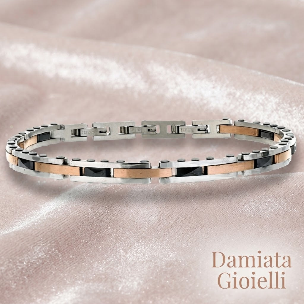 Bracciale uomo Urania Preziosi in acciaio bicolore e ceramica ref. BRUCE0058RS