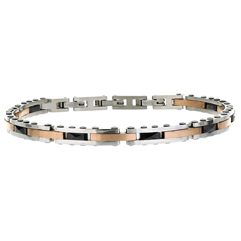 Bracciale uomo Urania Preziosi in acciaio bicolore e ceramica BRUCE0058RS