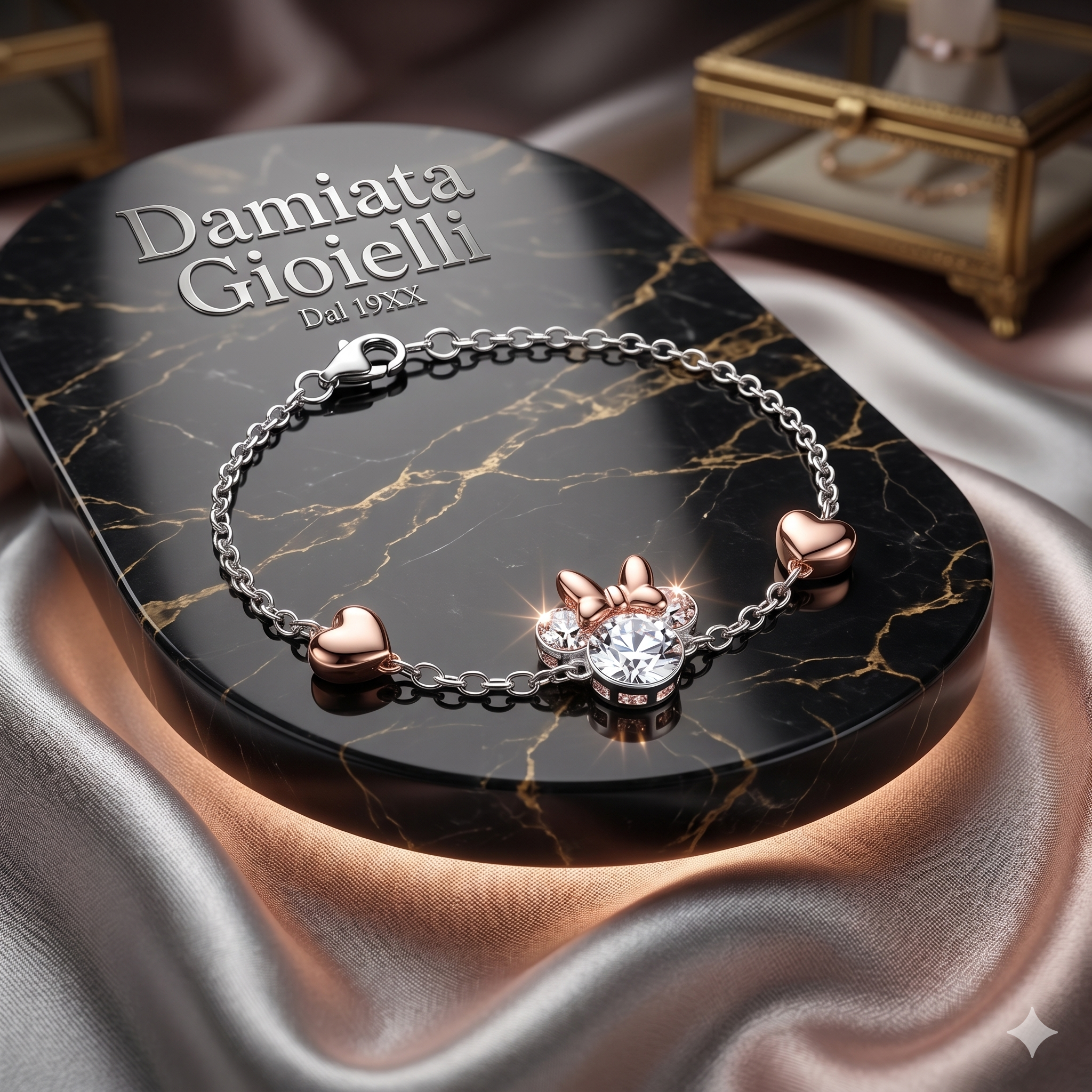 Bracciale Disney Minnie bambina in argento bicolore e zirconi BS00033TRWL-55.C