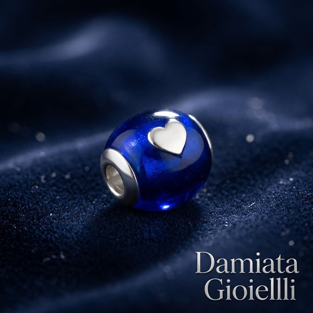 Charm sfera con cuore donna Edoardo Mariani in argento smaltato ref. C143BC