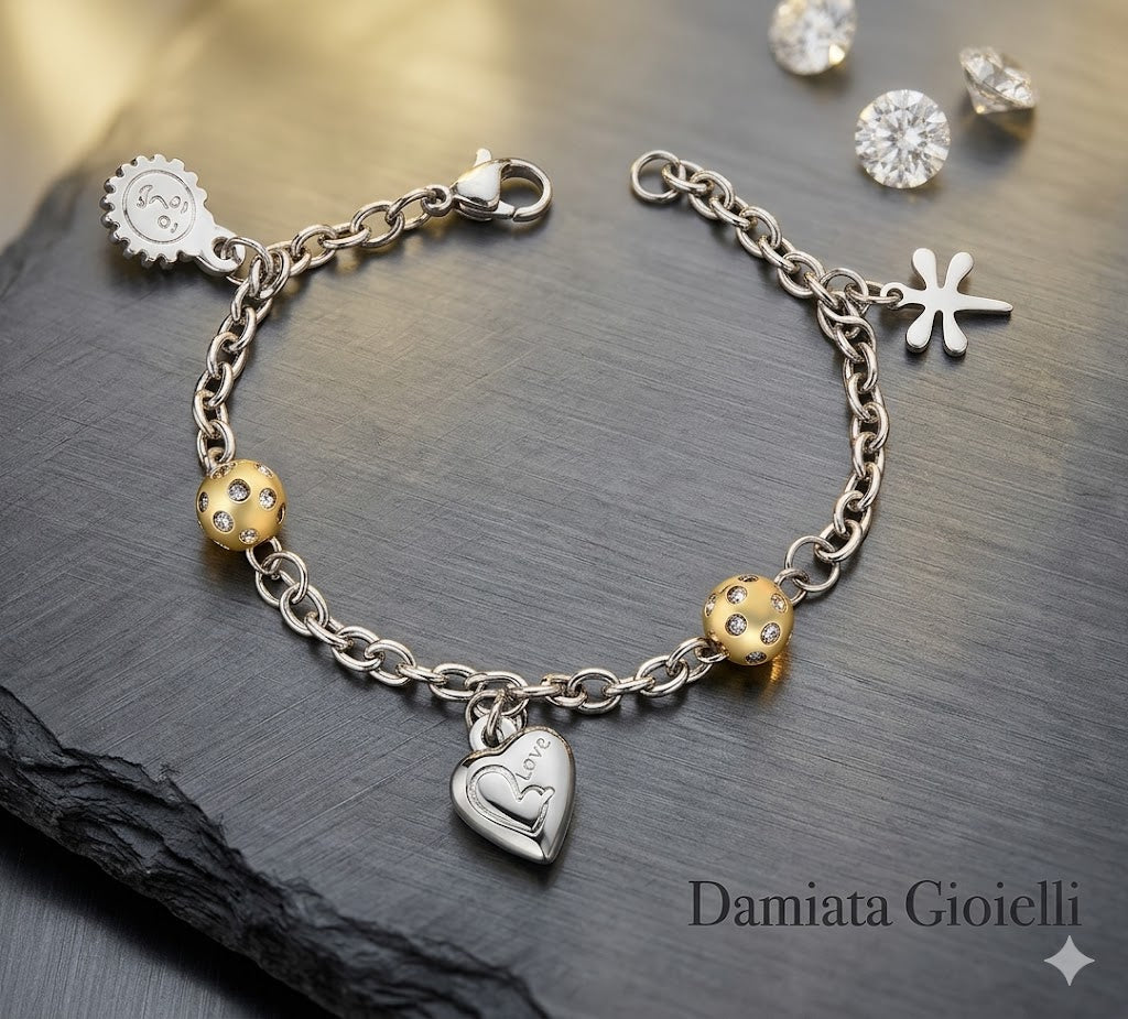 Bracciale donna 1ONE in acciaio con charm C1545