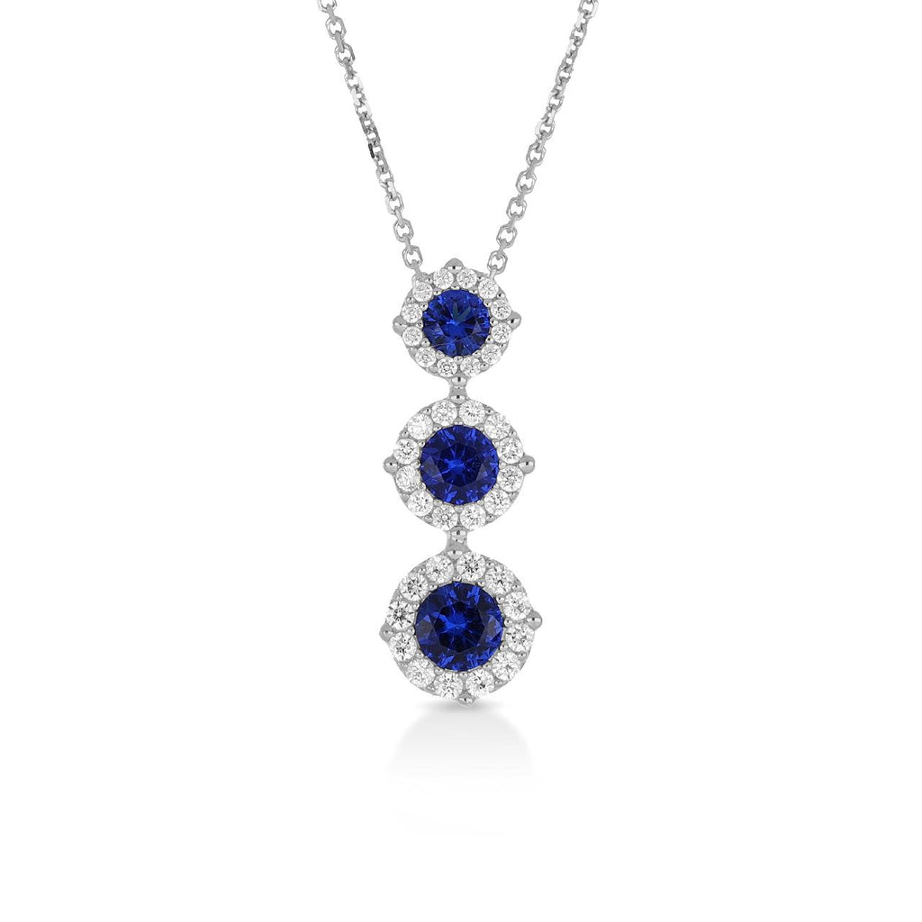 Girocollo trilogy donna IGOLD in oro bianco e zirconi bianchi e blu ref. C3E1ZK