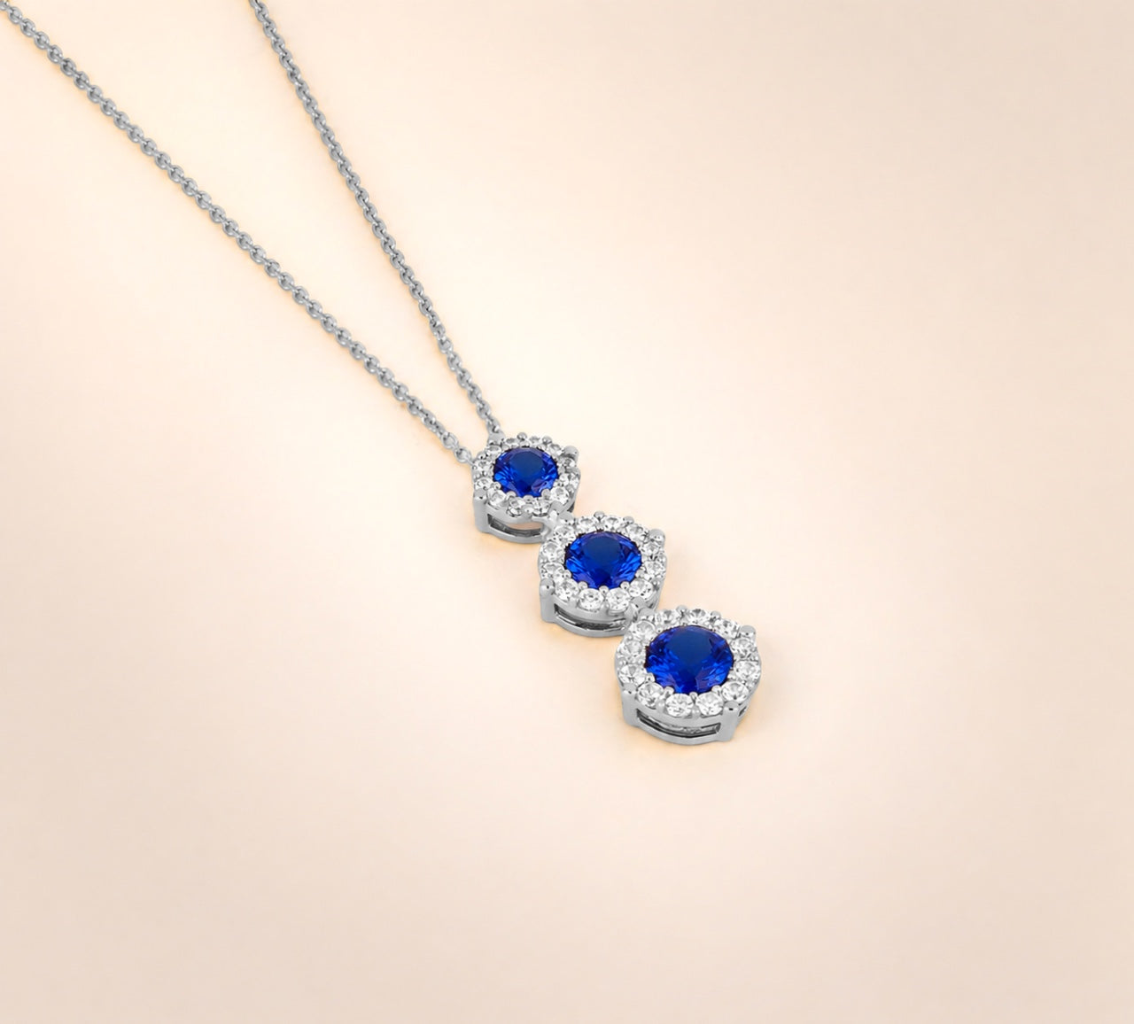 Girocollo trilogy donna IGOLD in oro bianco e zirconi bianchi e blu ref. C3E1ZK