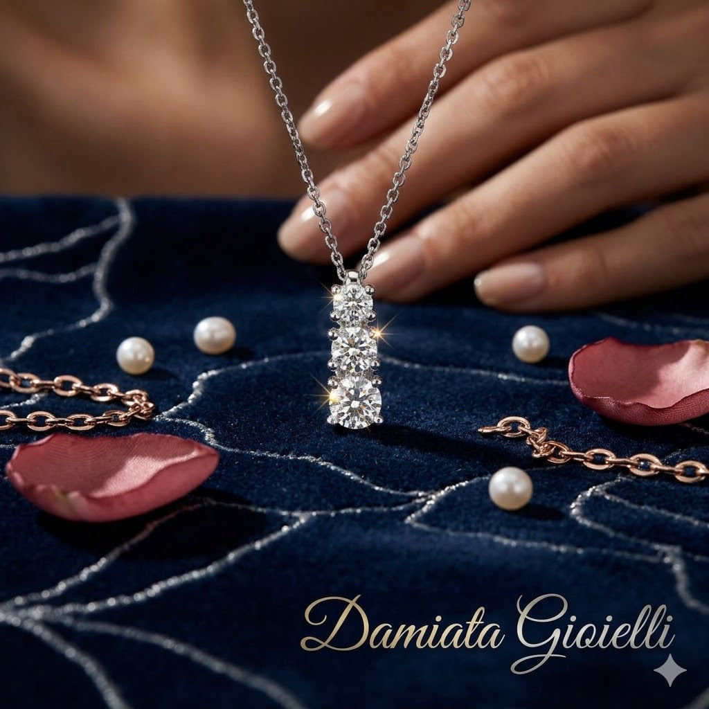 Girocollo trilogy donna IGOLD in oro bianco con zirconi C3Z1ZK