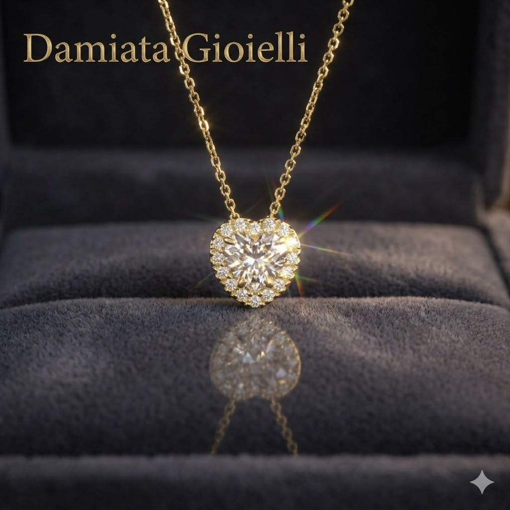 Girocollo con pendente a cuore donna IGOLD in oro giallo con zirconi C462BK