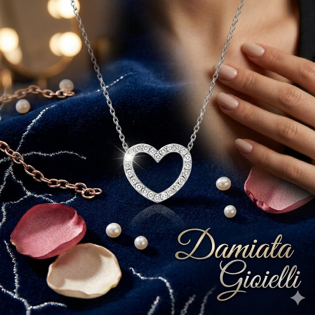 Girocollo con pendente a cuore donna IGOLD in oro bianco con zirconi C4A1BK