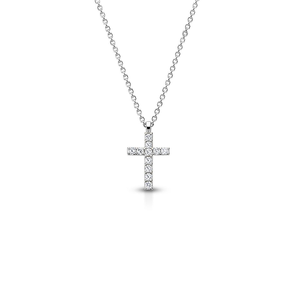 Girocollo con pendente a croce donna IGOLD in oro bianco con zirconi C5K1BK