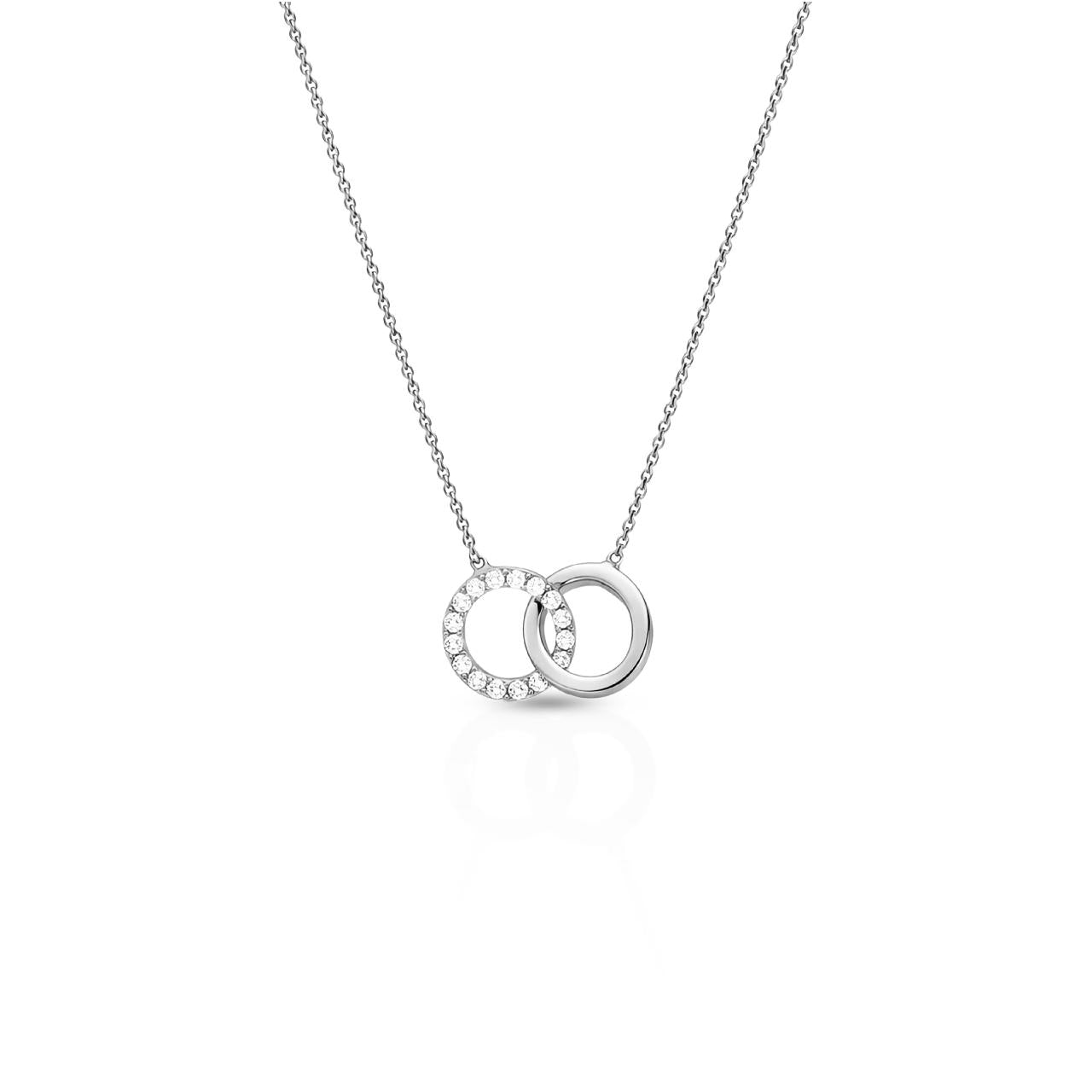 Girocollo con pendente a cerchi donna IGOLD in oro bianco con zirconi C6R1BK