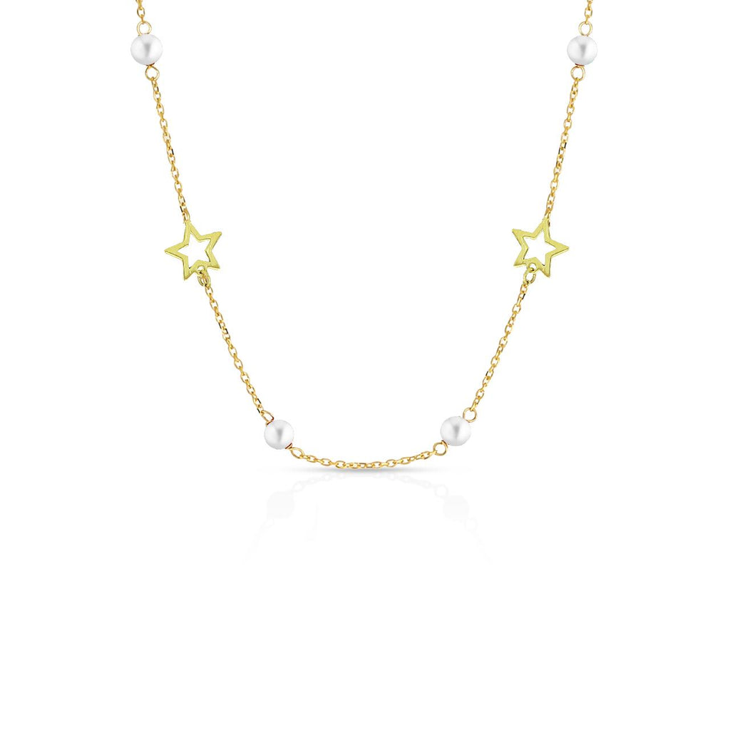 Girocollo con stelle donna IGOLD in oro giallo e perle ref. C6Y2PP