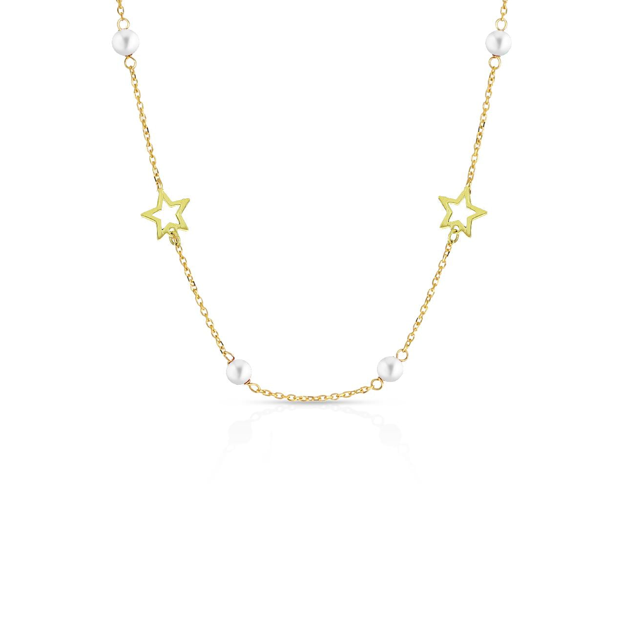 Girocollo con stelle donna IGOLD in oro giallo e perle ref. C6Y2PP
