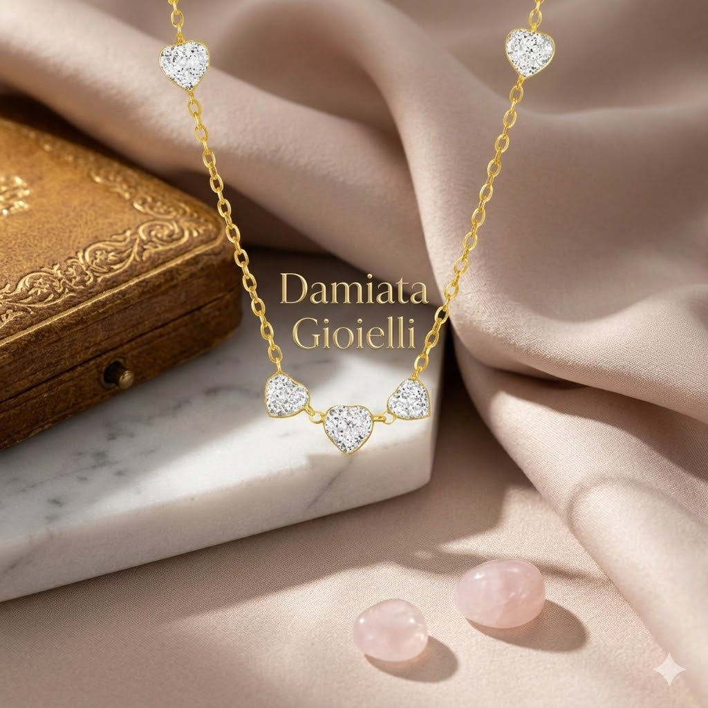 Girocollo con cuori donna IGOLD in oro giallo e zirconi ref. C7E2BP