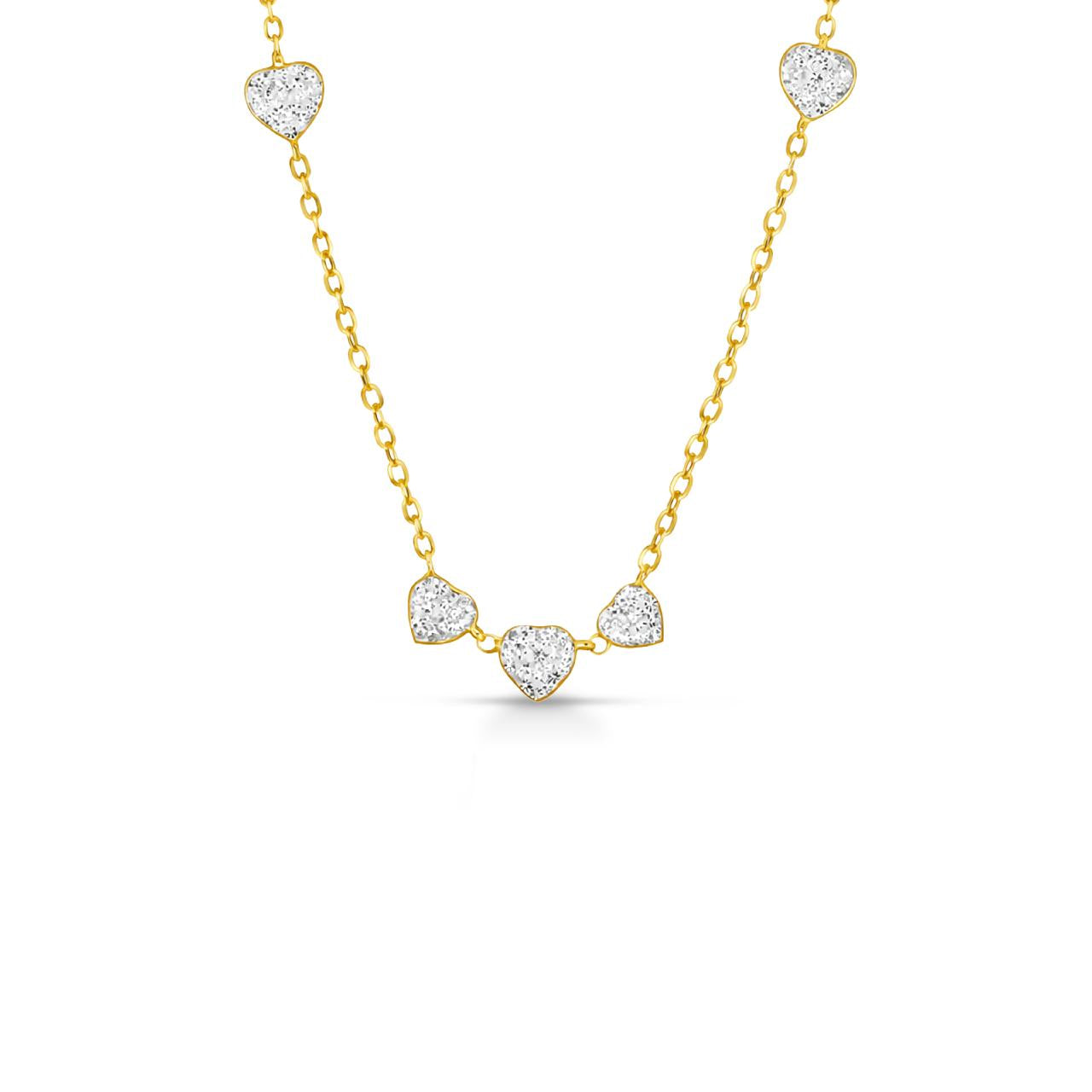 Girocollo con cuori donna IGOLD in oro giallo e zirconi bianchi ref. C7E2BP