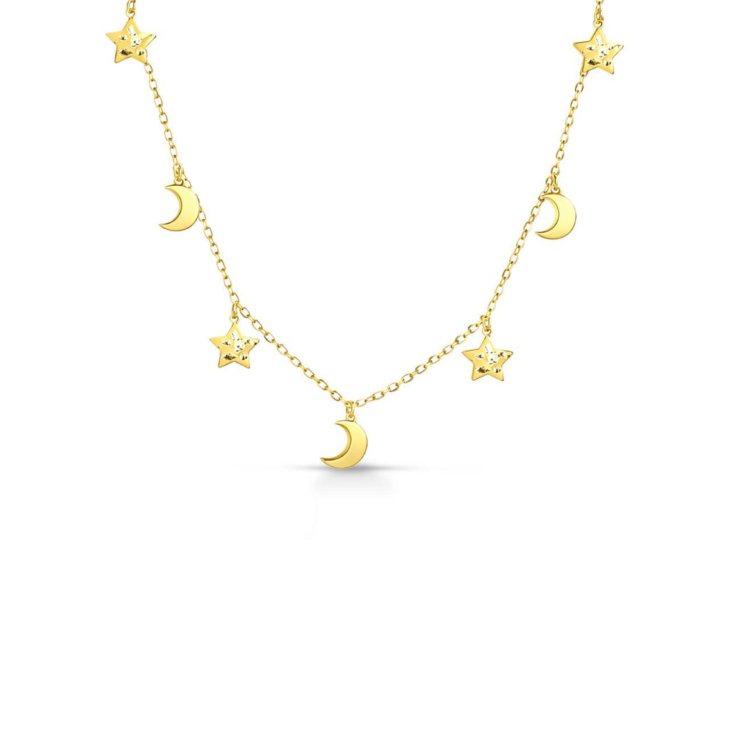 Girocollo con stelle e mezze lune donna IGOLD in oro giallo ref. C7U2OP