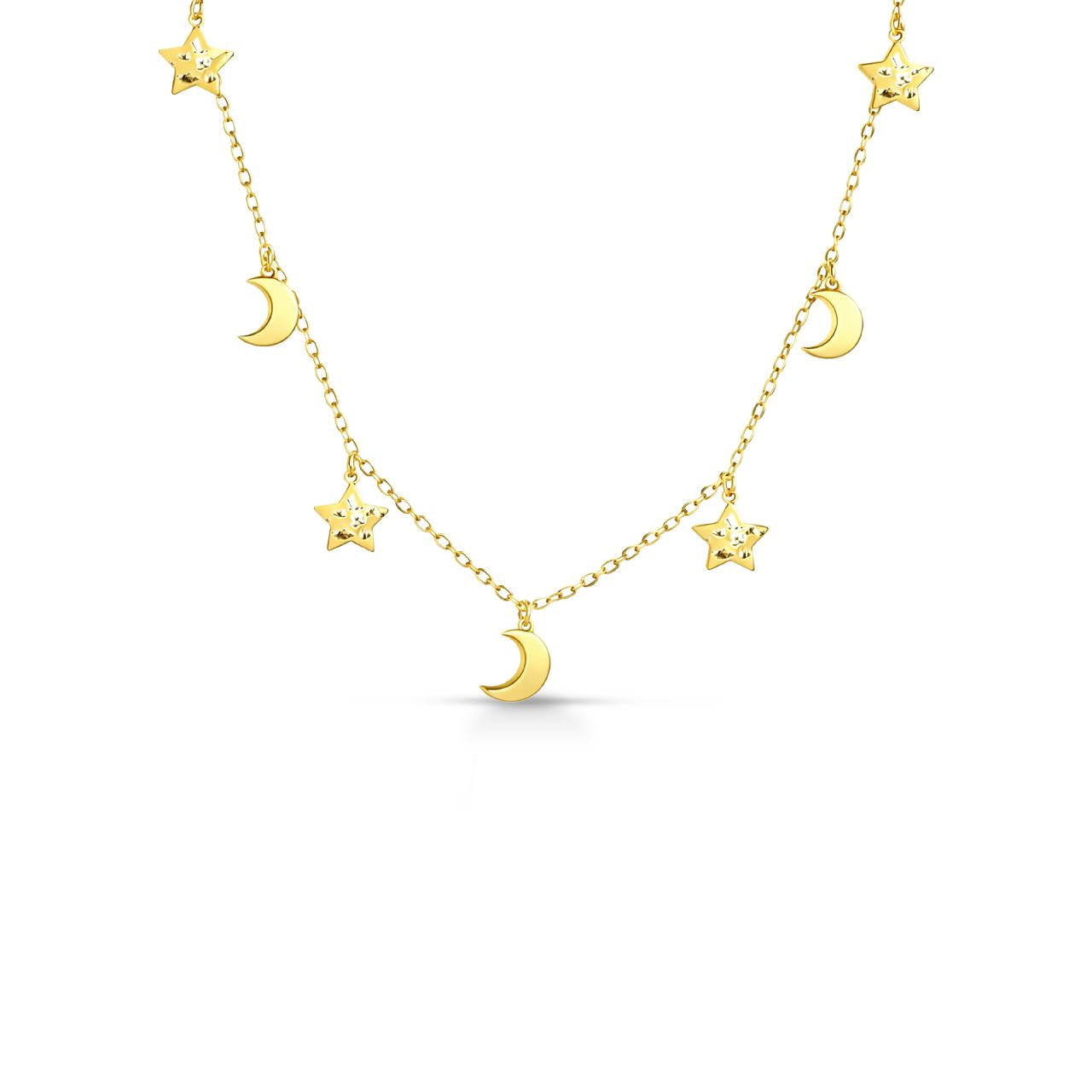 Girocollo con stelle e mezze lune donna IGOLD in oro giallo ref. C7U2OP