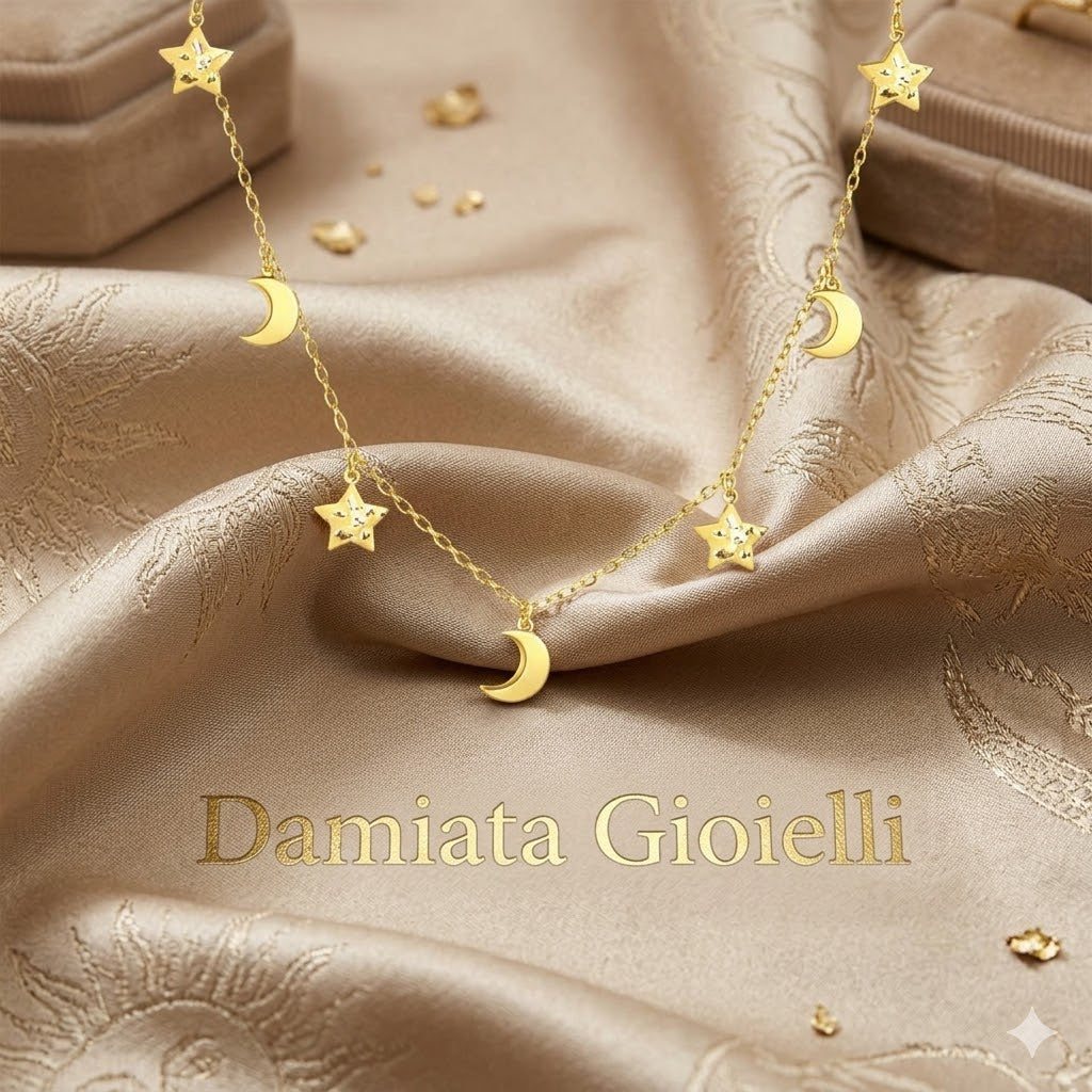 Girocollo con stelle e mezze lune donna IGOLD in oro giallo ref. C7U2OP