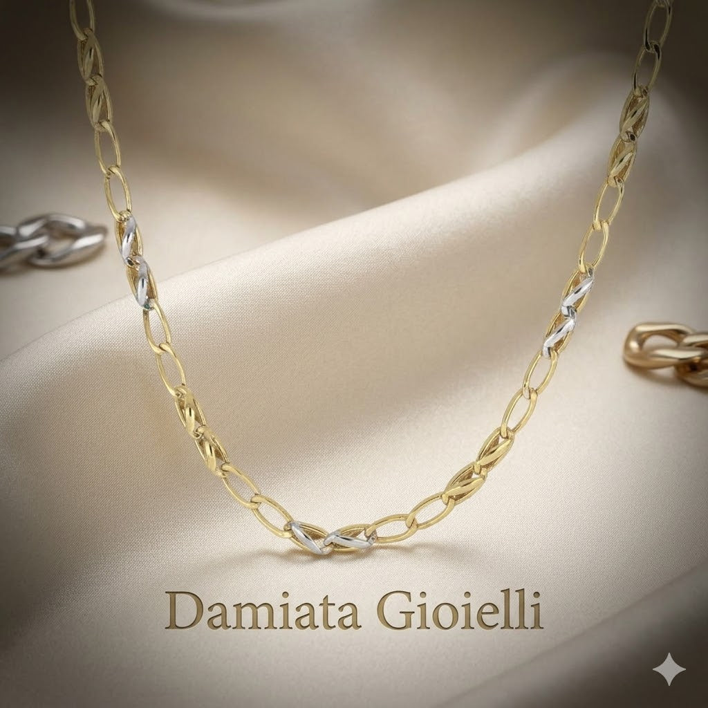 Collana a catena uomo IGOLD in oro giallo e bianco C913OC