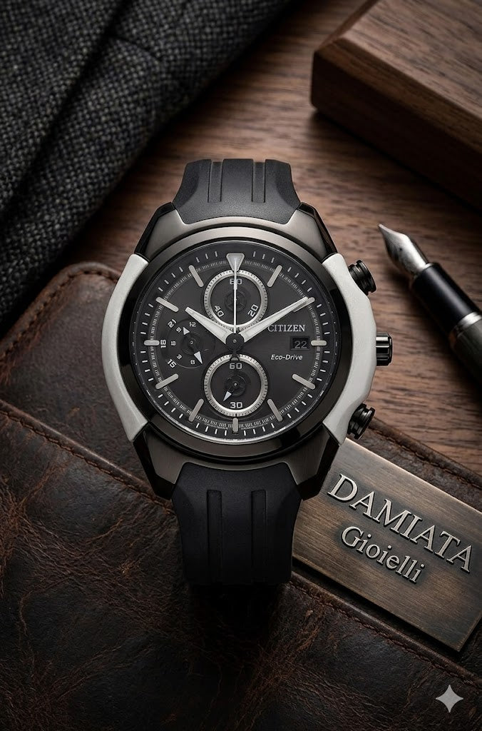 Orologio cronografo Citizen uomo Eco Drive in acciaio e silicone CA0286-08E
