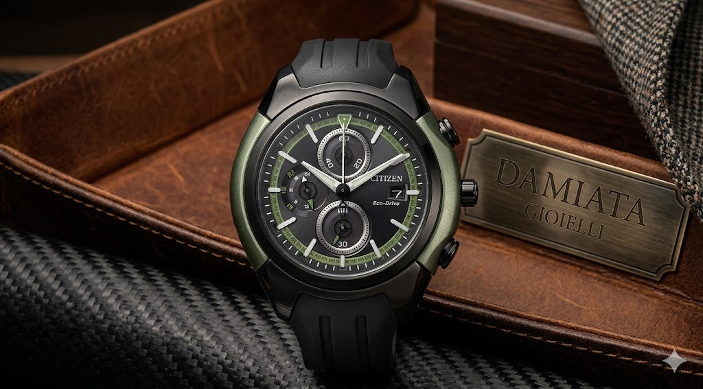 Orologio cronografo Citizen uomo Eco Drive in acciaio e silicone CA0289-00E