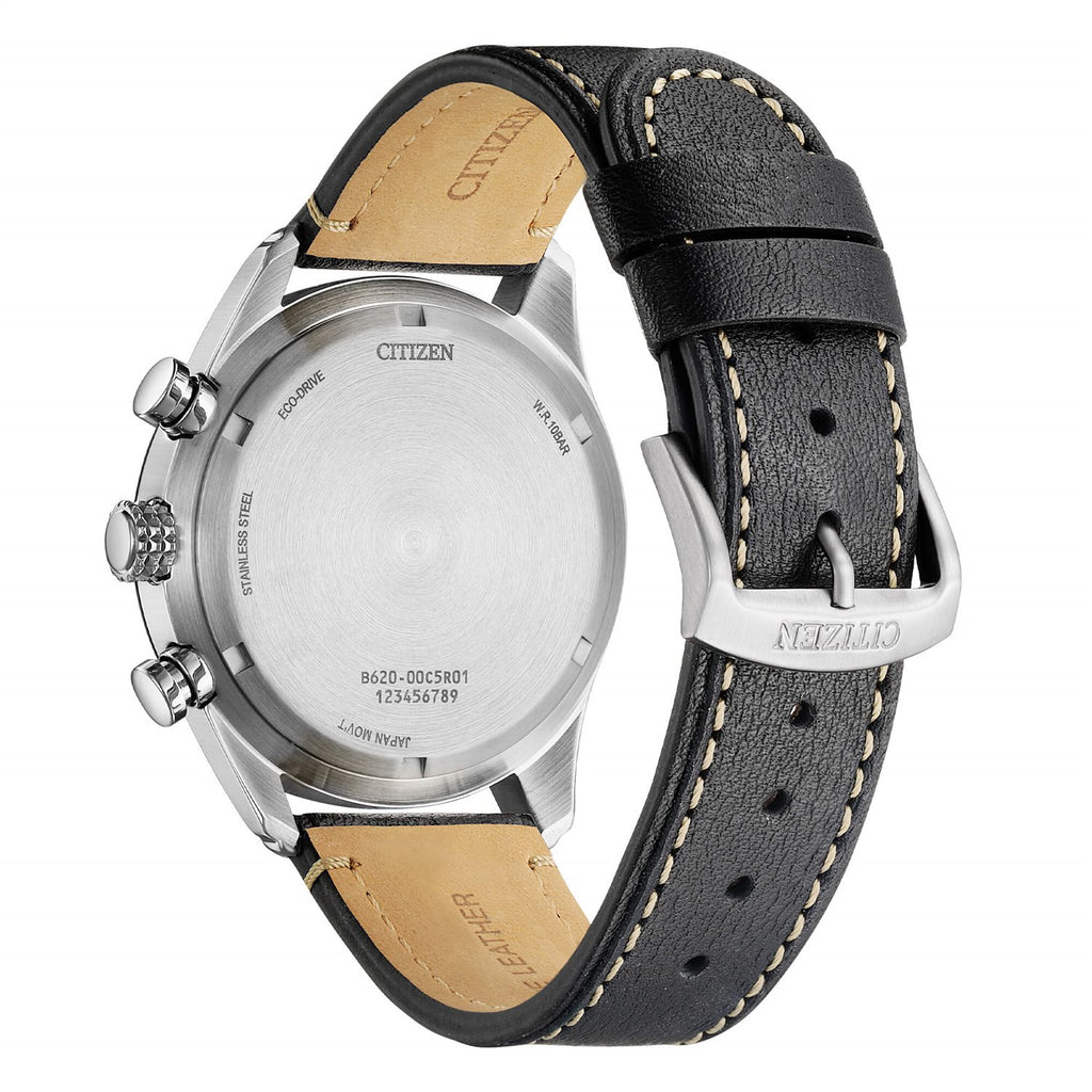 Orologio cronografo Citizen uomo "AVIATOR" in acciaio e pelle CA4654-04E