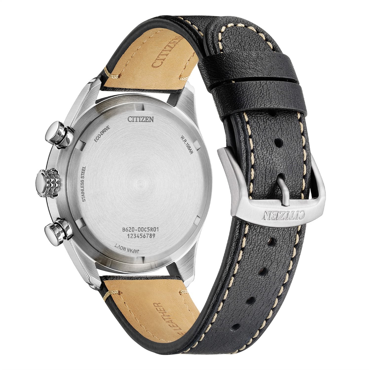 Orologio cronografo Citizen uomo "AVIATOR" in acciaio e pelle CA4654-04E