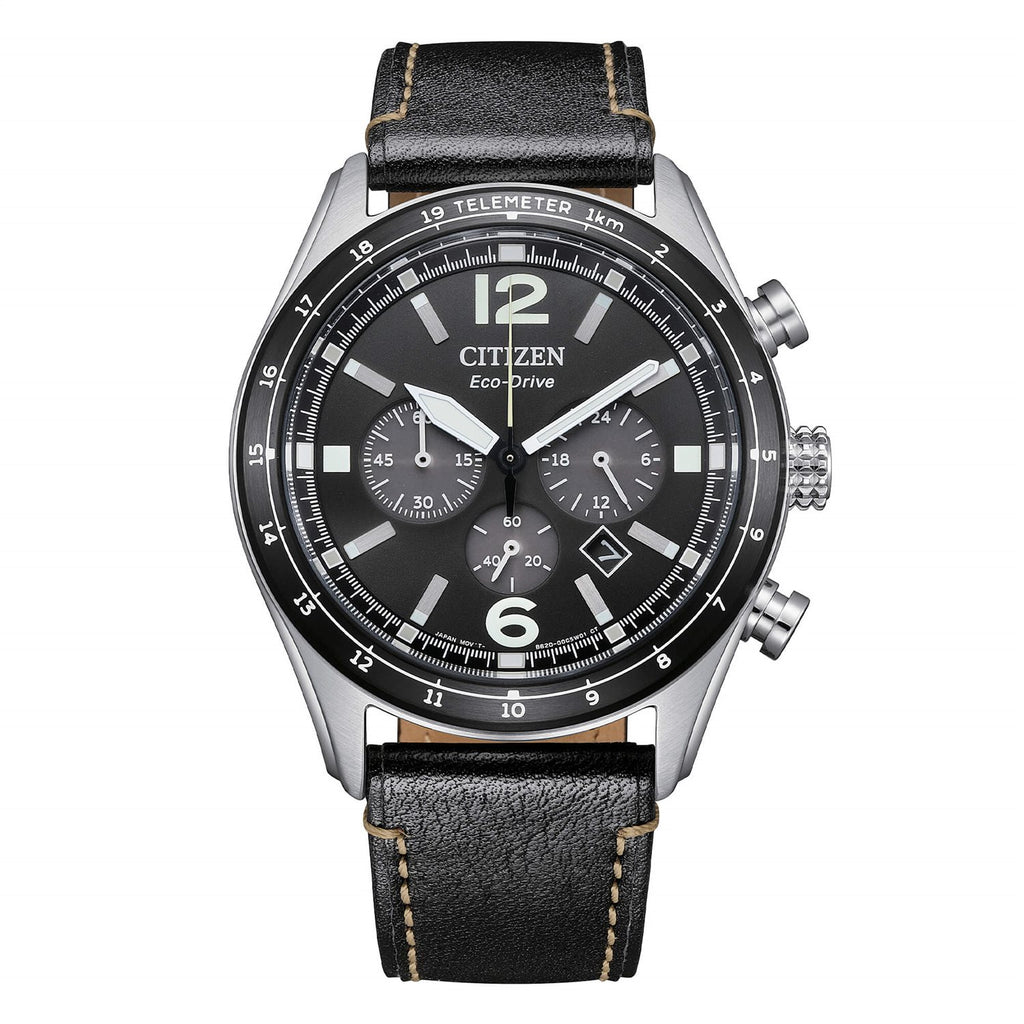 Orologio cronografo Citizen uomo "AVIATOR" in acciaio e pelle CA4654-04E