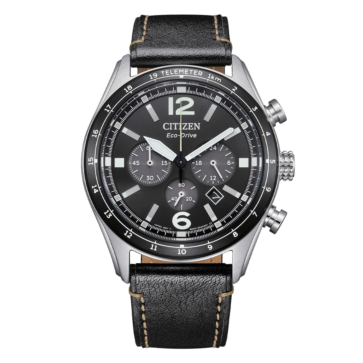 Orologio cronografo Citizen uomo "AVIATOR" in acciaio e pelle CA4654-04E