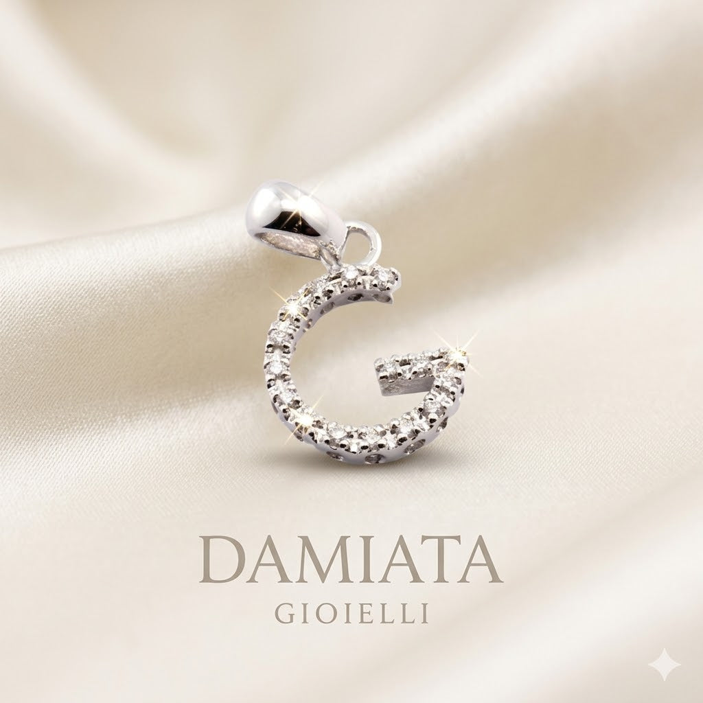 Charm donna Giorgio Visconti lettera G in oro bianco e diamanti CB33848G