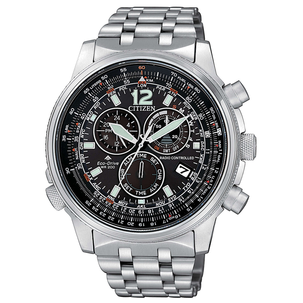 Orologio uomo Citizen "Crono Pilot" radiocontrollato in acciaio CB5860-86E