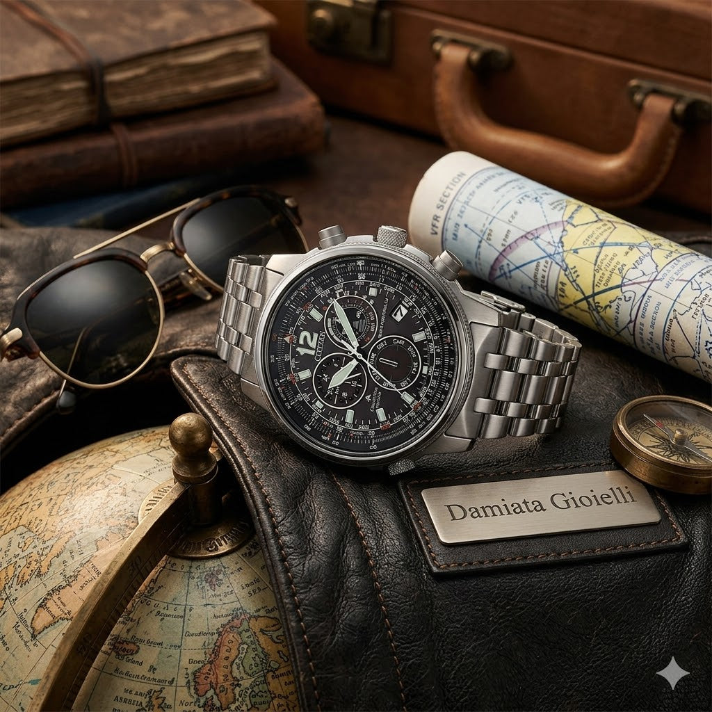 Orologio uomo Citizen "CRONO PILOT" radiocontrollato in acciaio CB5860-86E