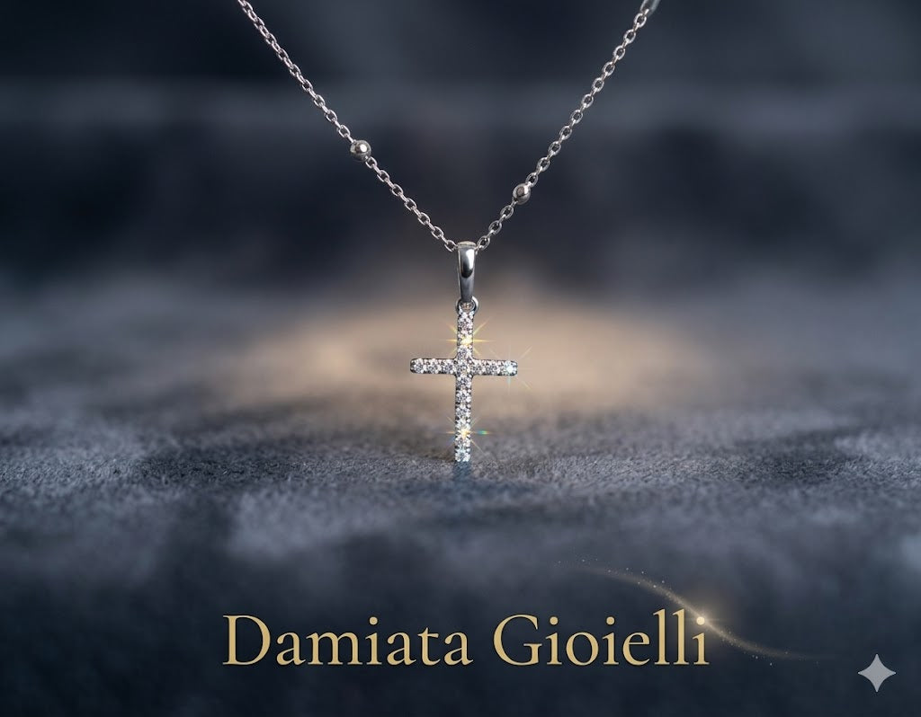 Girocollo con croce donna Giorgio Visconti in oro bianco e diamanti CBX38054
