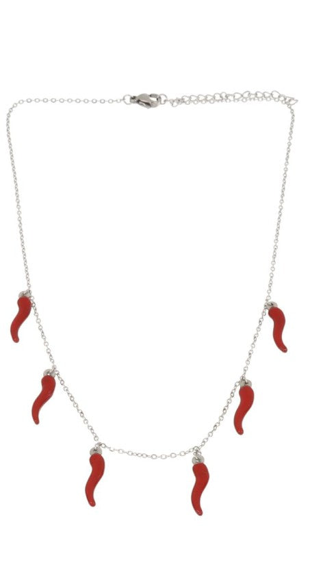Collana cornetti portafortuna donna Urania Preziosi in acciaio CCN020