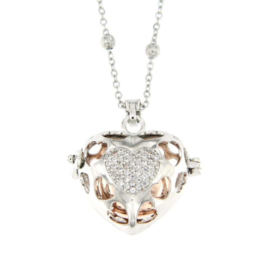Collana chiama angeli a cuore donna Urania Preziosi in ottone e zirconi CH2019