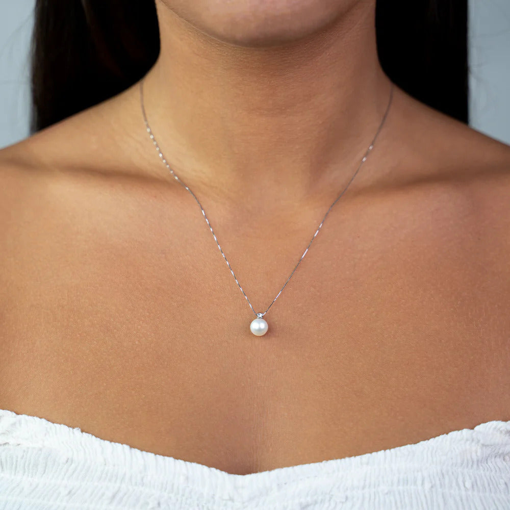 Collana donna Lucciole Gioielli in oro bianco, diamante e perla ref. CIO001/6