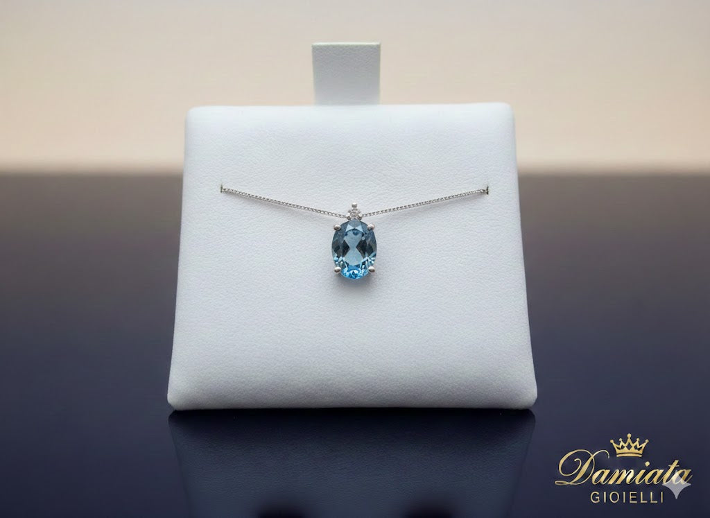 Collana donna Lucciole Gioielli in oro bianco, diamanti e topazi CIO9KT-2O
