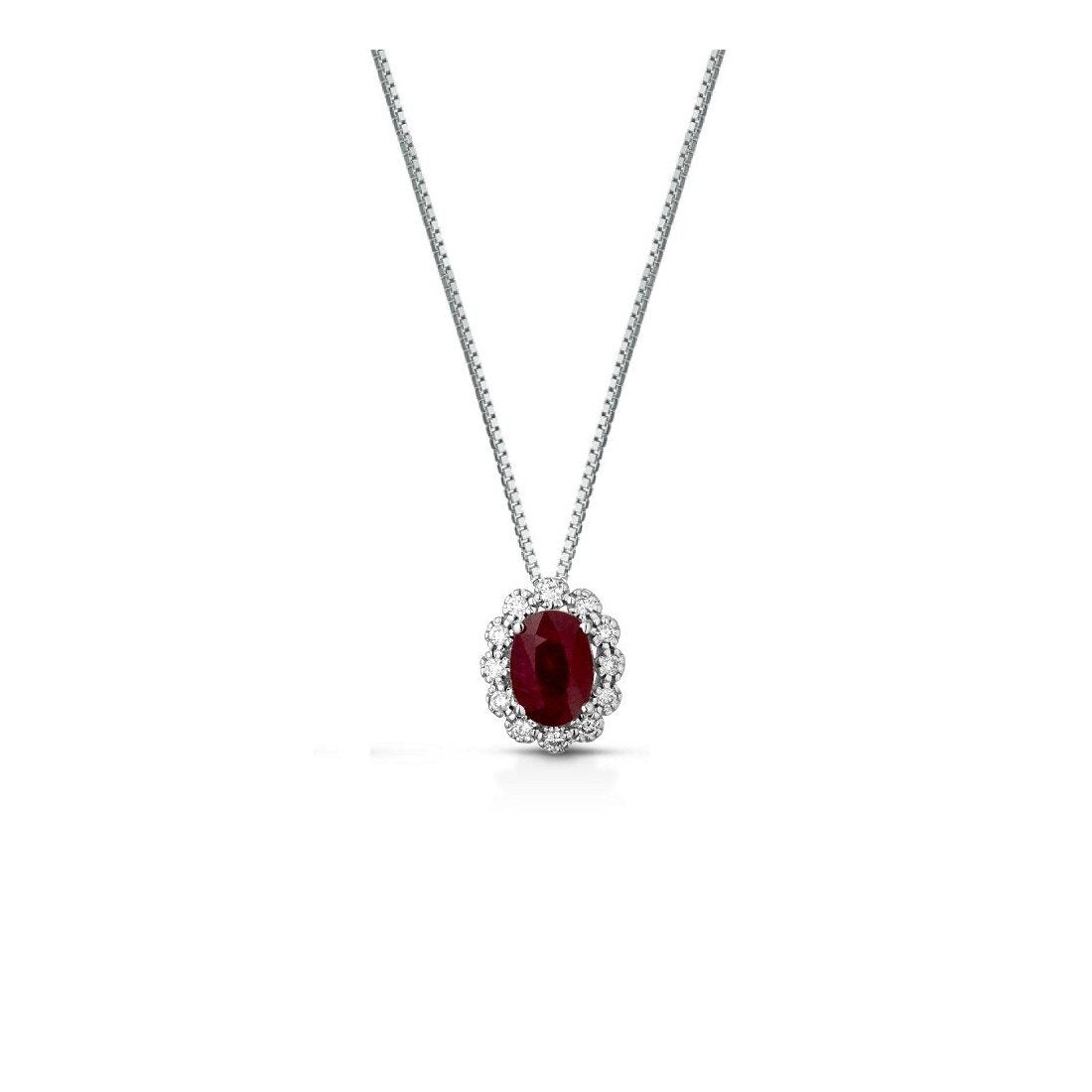 Collana donna Lucciole Gioielli in oro bianco, diamanti e rubino CIOFOXOV/4R