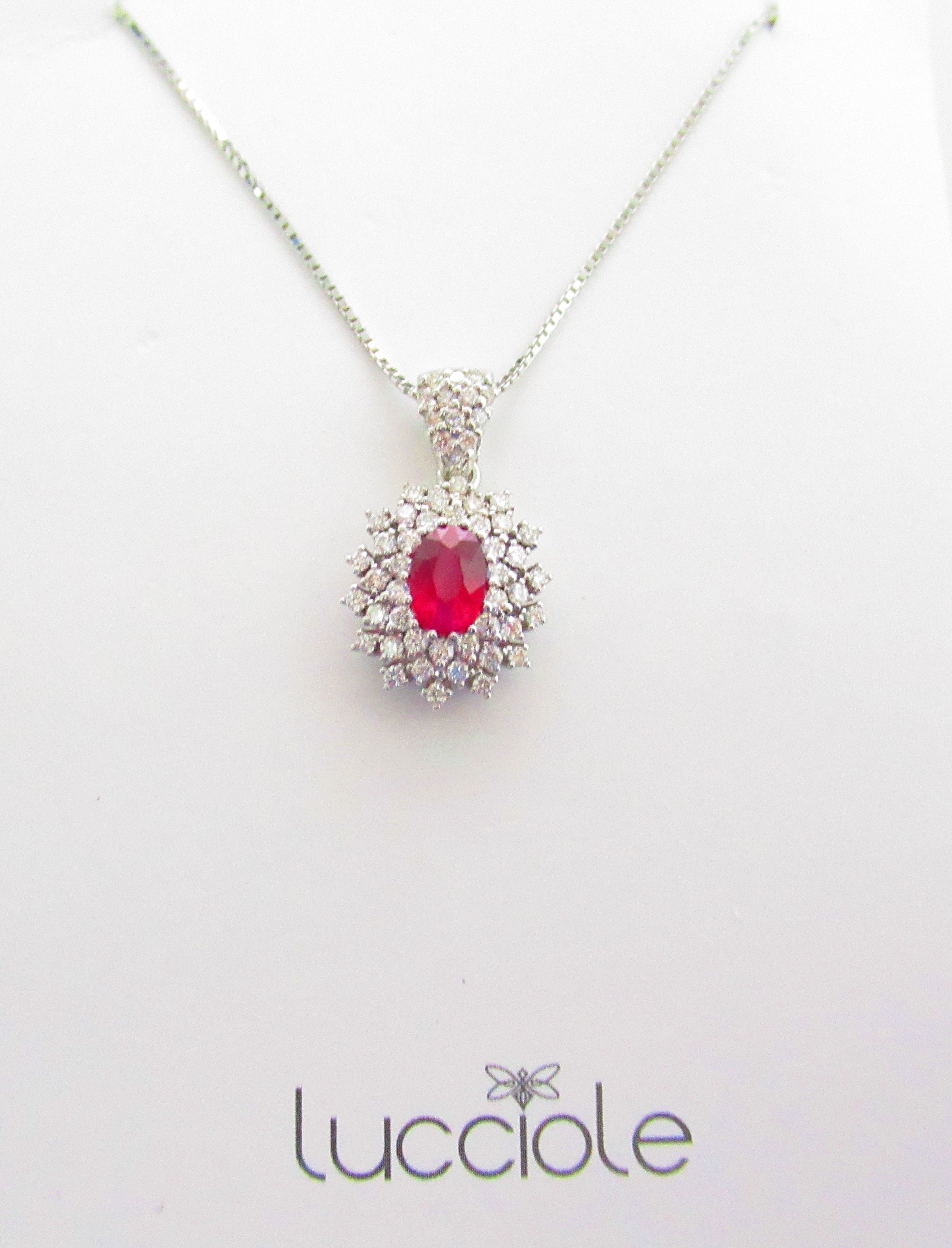 Collana donna Lucciole Gioielli in oro bianco, diamanti e rubino CIOIMPERIAL/1R