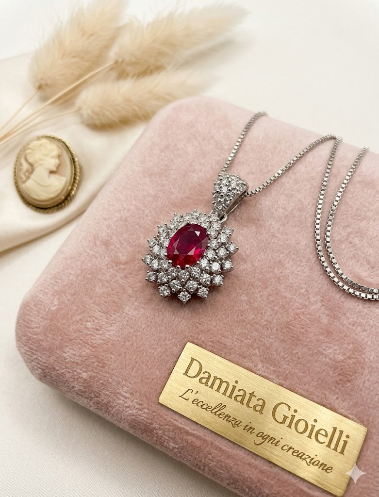 Collana donna Lucciole Gioielli in oro bianco, diamanti e rubino CIOIMPERIAL/1R