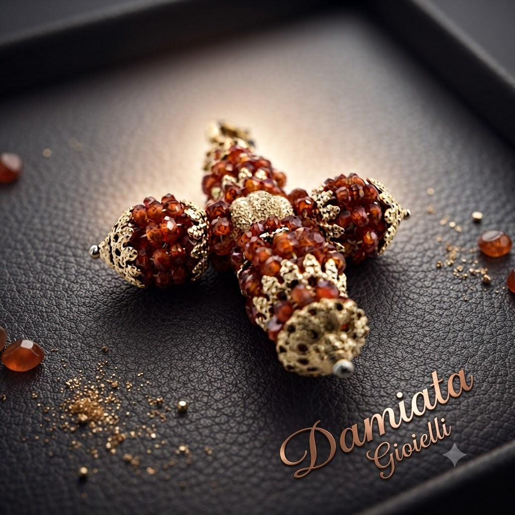 Charm croce donna Sun Day in oro giallo e quarzi idrotemali ref. CIOPEG5