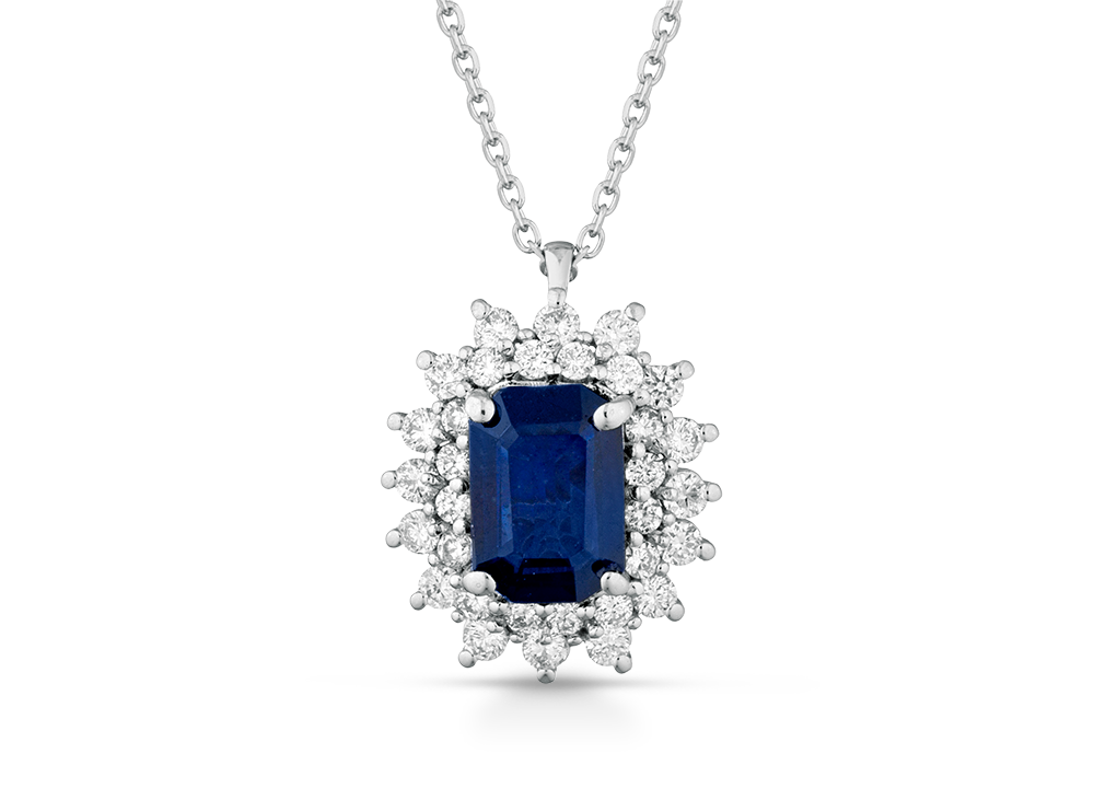 Collana donna Lucciole Gioielli in oro bianco, diamante e zaffiro CIOUNICA/Z