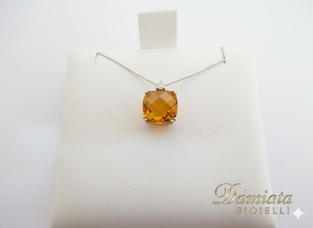 Collana donna Lucciole Gioielli in oro bianco, diamanti e quarzo CIOZEN-9KT/1PG