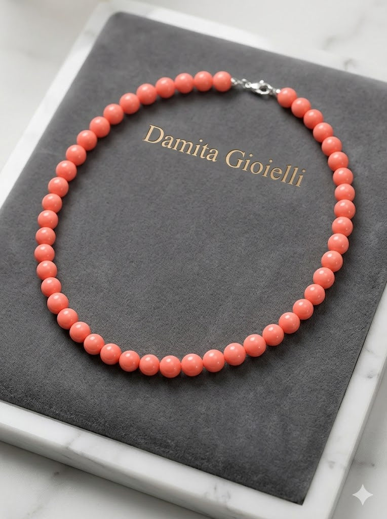 Collana donna Orelù filo di corallo rosa con chiusura in argento ref. CL0001CR