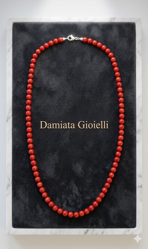 Collana donna Orelù filo di corallo rosso con chiusura in argento ref. CL0001CRO