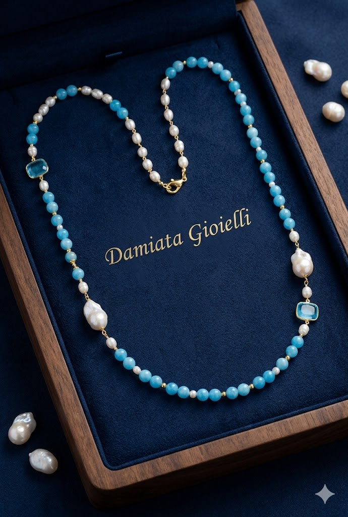 Collana donna Morfea Gioielli in ottone con quarzi e perle barocche ref. 00242684