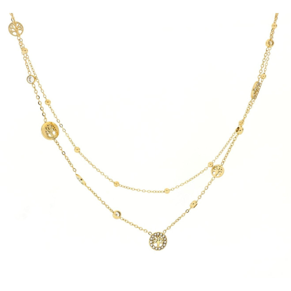 Collana donna Urania Preziosi in acciaio dorato e zirconi CLAF550GD