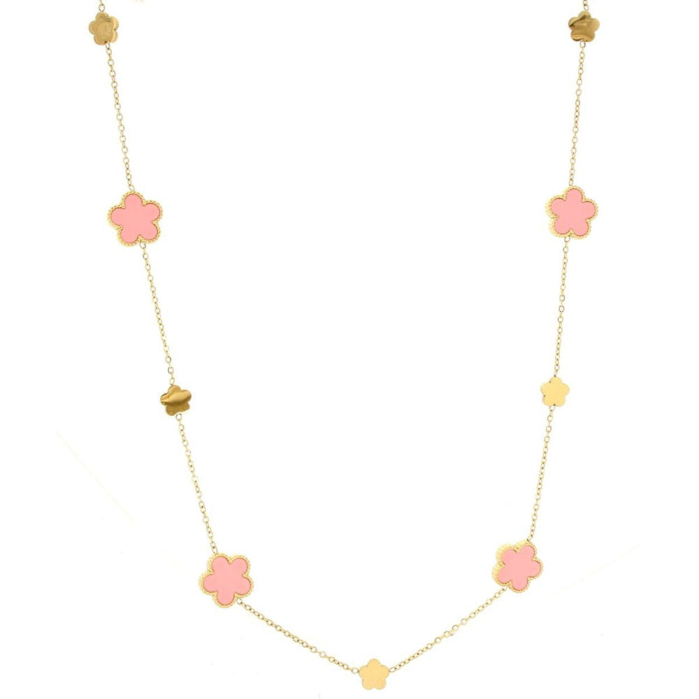 Collana con fiori donna Urania Preziosi in acciaio dorato CLCAL1003RS
