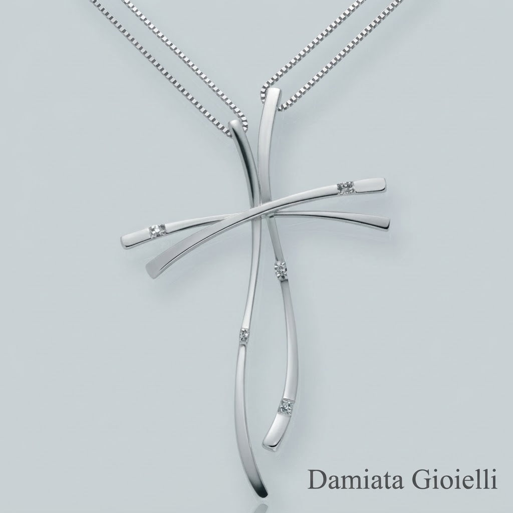 Collana a croce donna Miluna in oro bianco e diamanti ref. CLD1086